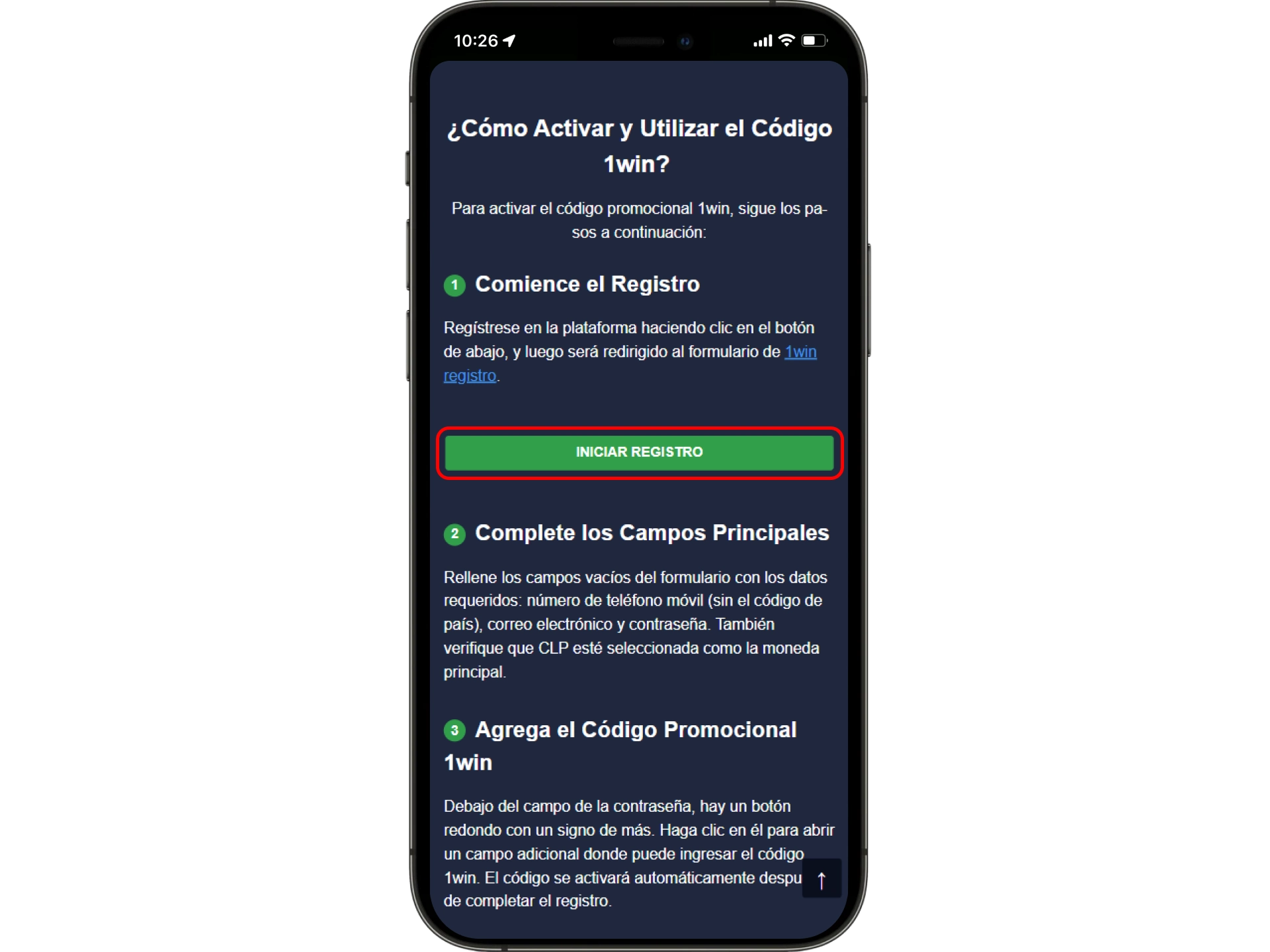 Para activar el 1win bonus code, siga nuestro enlace al formulario de registro.